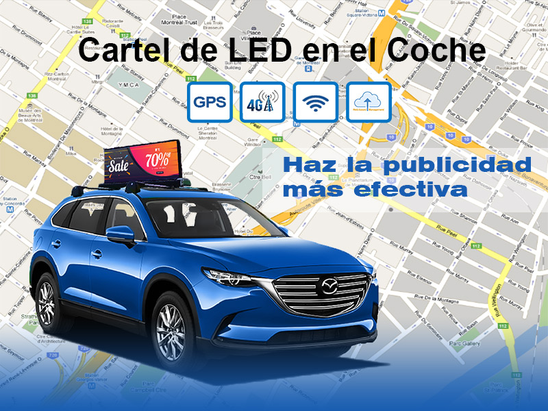 Pantalla LED en el techo del coche para publicidad - publicidad digital en vehículos - 1